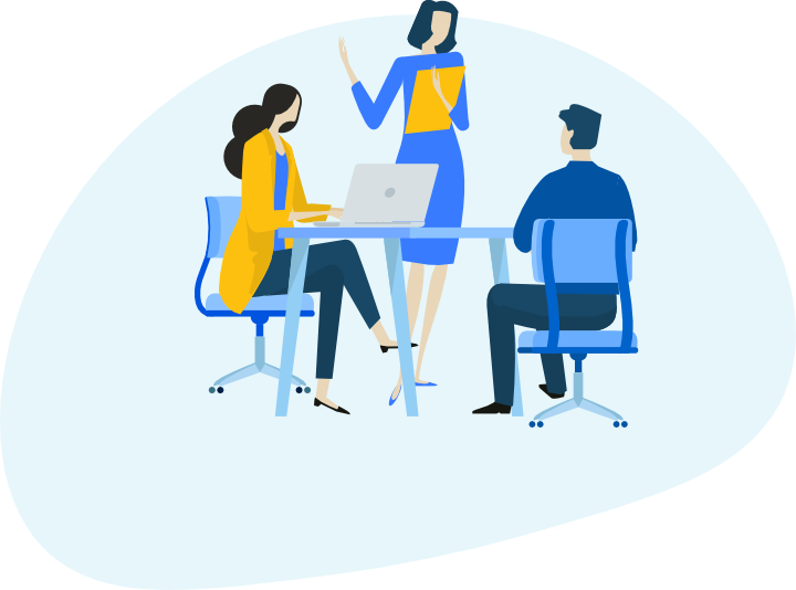 An illustration of people constructing a large jigsaw