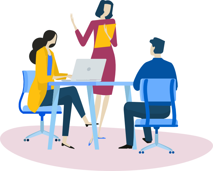 An illustration of professionals having a discussion